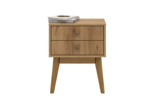 Wood bedside table with 2 drawers