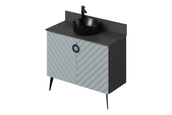 Floor stand Palladio 2.0 100.2 cm, frame color black, facade gray-blue