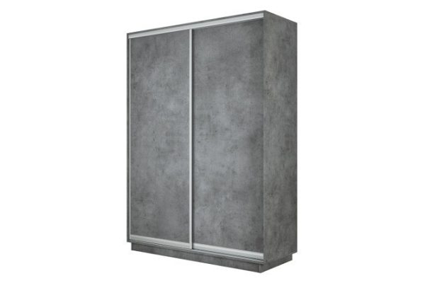 2-door wardrobe Slide-2 160x220x60 cm, concrete/silver