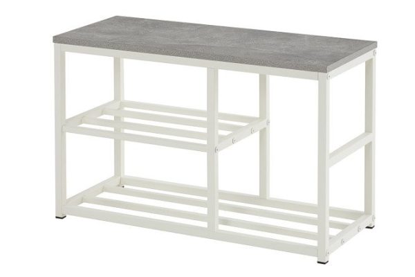 Shoe rack Elegant 72x47x30 cm color white, concrete