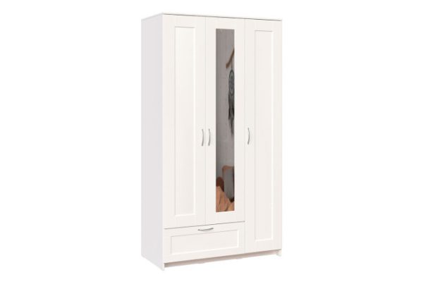 Wardrobe 3-door Sirius with 1 mirror door and 1 drawer