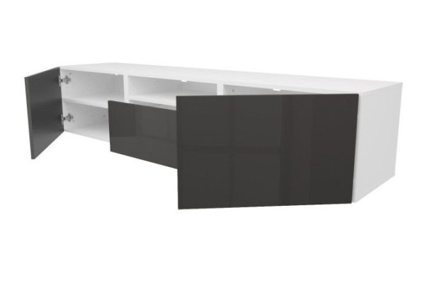 wh7h28bjh4pcigymkvyxe3c6v1x21dz0.jpg Cabinet with 2 doors, drawer and shelf Oscar Amika 180x38 with push to open, white / black graphite gloss