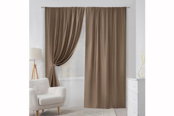 Set of curtains with tape ESTUDI BLANCO Drina 150x270 cm, 2 pcs., coffee color