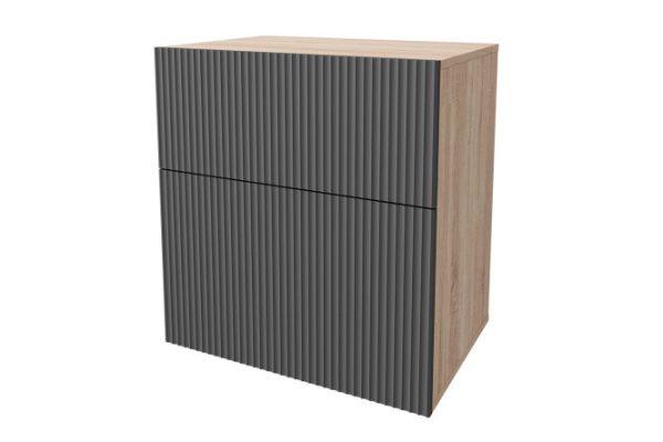 Cabinet Oscar Amika 60x64 with 2 drawers, sonoma oak / wave graphite