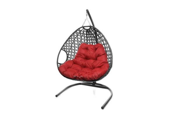 Hanging chair for two Luxury 119x186x120 cm, base and frame color white, finishing white