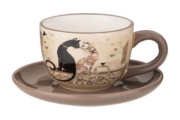 Tea pair for 1 person Parisian Cats 220 ml, Ceramics