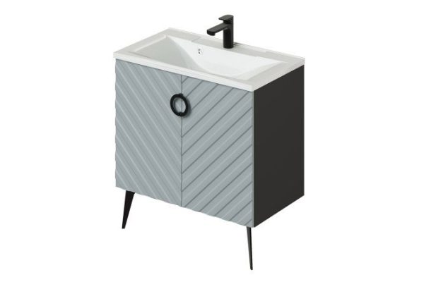 Floor stand Palladio 2.0 78.7 cm, frame color black, facade blue-gray