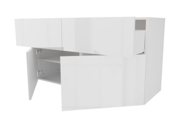 Cabinet 2 drawers 2 doors Oscar Amika 120x64 with push to open, white / white gloss