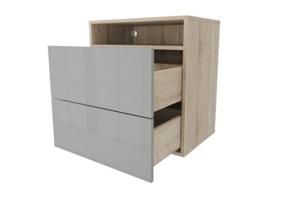Cabinet with two drawers and a shelf Oscar Amika 60x64 with push to open, Sonoma oak