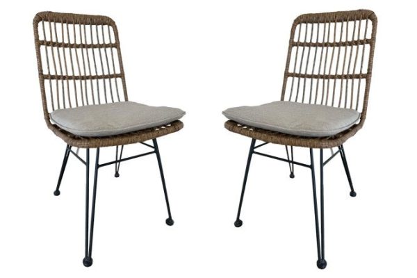 Set of Charlotte chairs, frame color black, natural teak finish