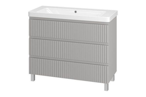 Floor cabinet Victory 105 VIC-07105-50-03Ya with 3 drawers 105 cm, frame color gray silk, facade gray silk