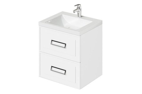 Wall-hung cabinet Pino 58 cm, frame color matte white (soft touch), facade color matte white (soft touch)