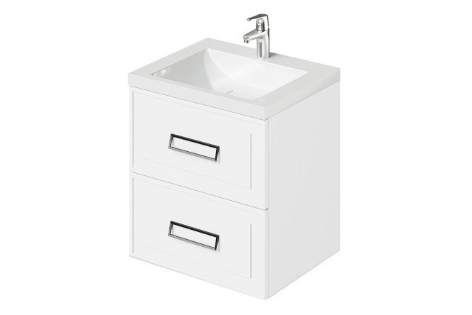 Wall-hung cabinet Pino 58 cm, frame color matte white (soft touch), facade color matte white (soft touch)