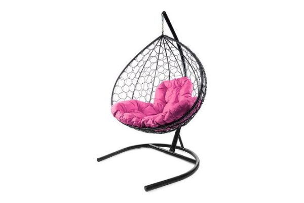 Hanging cocoon chair XL 75x186x118 cm, base and frame color black, finishing black