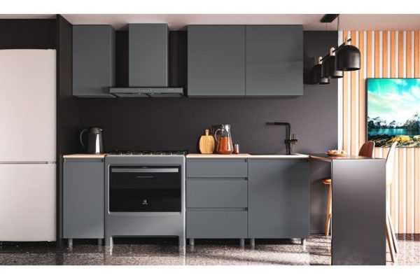 Kitchen set Denver 160x217x60 cm, frame color graphite gray, facade color graphite gray