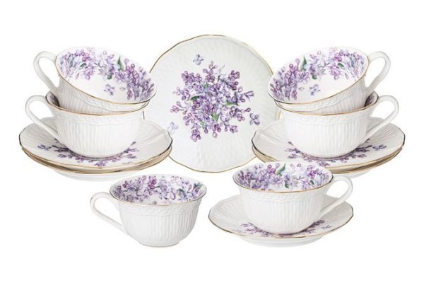 Tea set Lefard Lilac 6 persons, 12 pcs., Porcelain