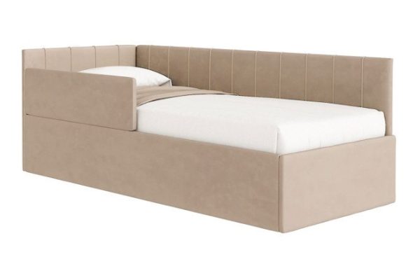 Bed with a lifting mechanism Mika with a side 90x200 cm cappuccino color