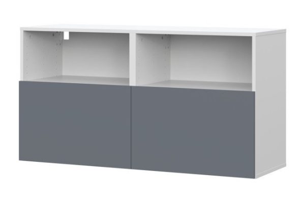 Cabinet Oscar Moon 120x64 with 2 drawers and 2 shelves, white / graphite soft