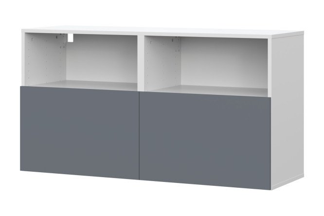 Cabinet Oscar Moon 120x64 with 2 drawers and 2 shelves, white / graphite soft