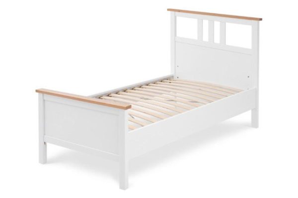 Evans bed white, light brown 90x200 cm