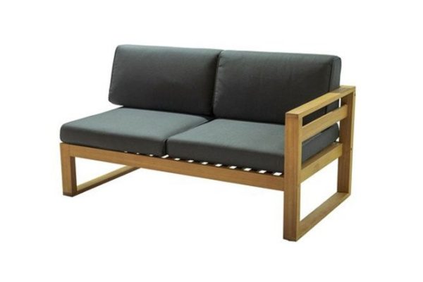 Booka 2-seater sofa with left armrest 146x83.5x78 cm, frame color light brown, soft elements dark gray graphite