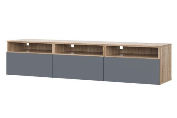 x0xl79bpmlhdx49zufbiuc7w6a2ma74w.jpg Cabinet Oscar Moon 180x40 with 3 drawers and 3 shelves, sonoma oak / graphite soft