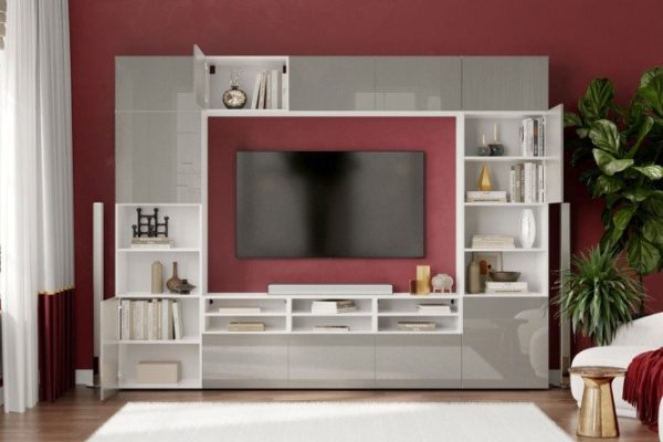 x24cay3pmv0uvsunns926u65cvmblz4y.jpg Modular living room Oscar Amica with push-to-open, white / dusty gray gloss