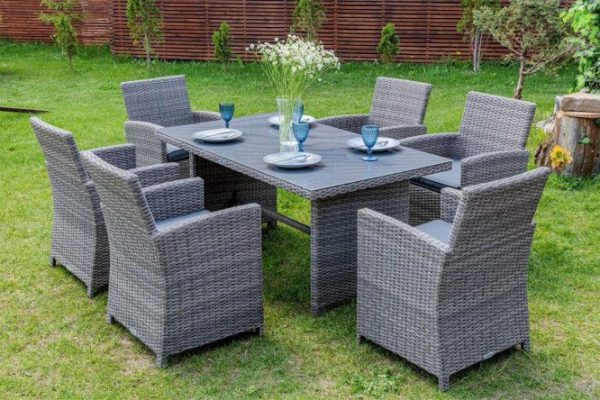 Dining set Fiona frame color gray, finishing gray