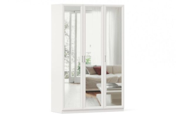 Wardrobe 3-door Oscar Gloria 150x236x60.2 cm, white, with three mirrors