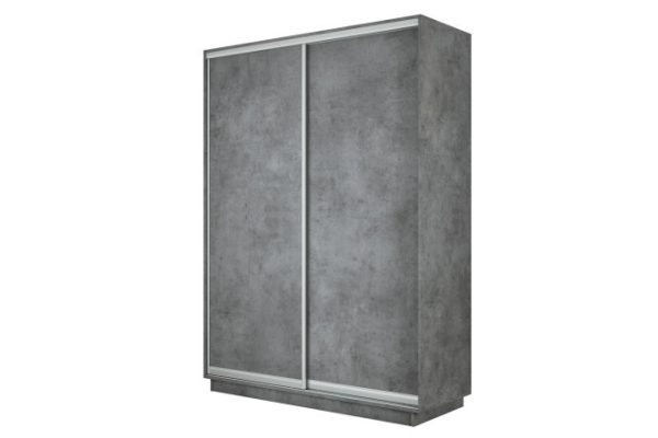 2-door wardrobe Slide-2 140x240x60 cm, Concrete/silver