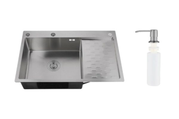 Inset sink with dispenser and wing PMC MRK 8050BL-L 80x50x18 cm