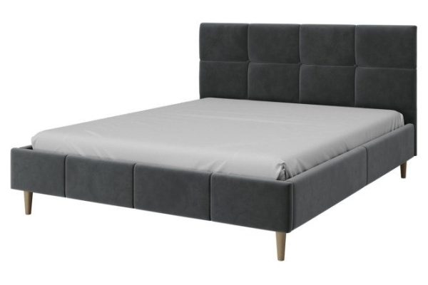 Bed Hannah color cool gray 160x200 cm