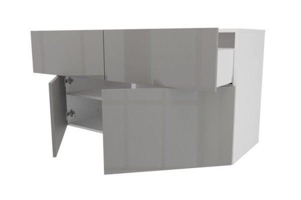 Cabinet 2 drawers 2 doors Oscar Amika 120x64 with push to open, white / dusty gray gloss