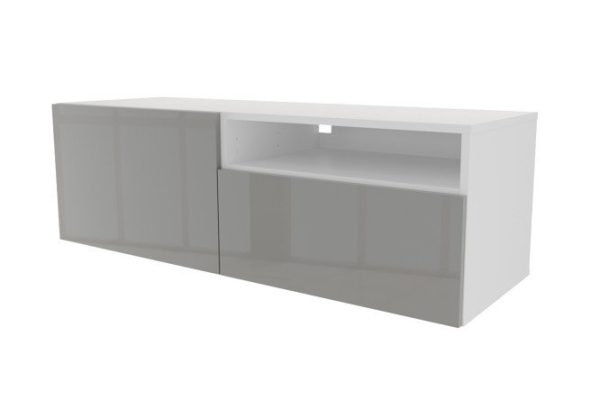 Cabinet with 2 drawers and shelf Oscar Amika 120x38 with closers, white / dusty gray gloss