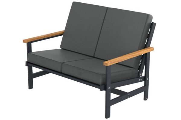Double sofa Scandi with armrests 120x82.3x71.4 cm, frame color anthracite, soft elements gray