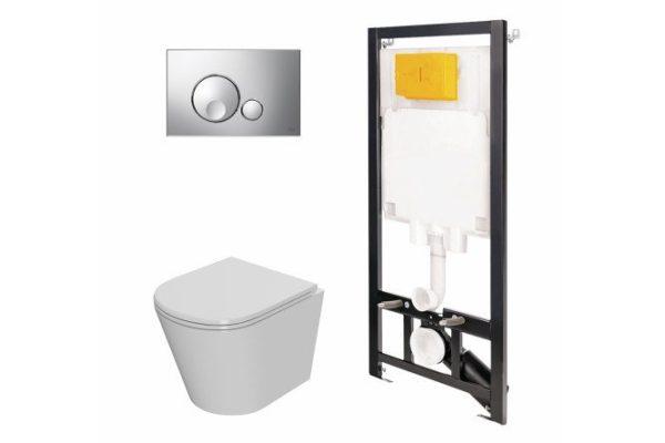 Installation with toilet and panel POINT 886914GBOO+PN41061 white