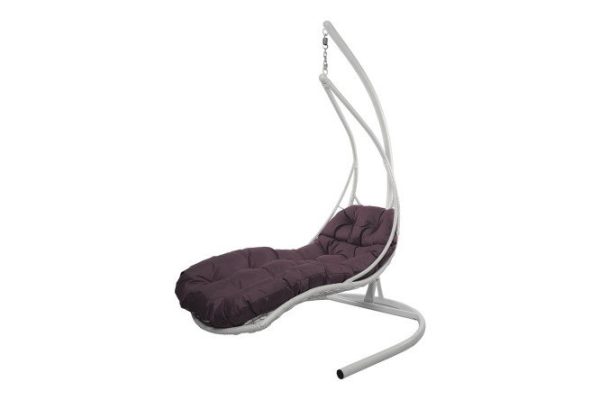 Reclining hanging chair 117x190x175 cm, base and frame color white, finishing white
