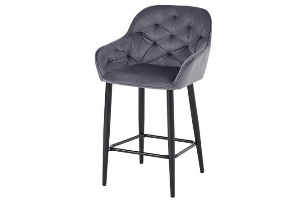 Semi-bar chair Callisto with armrests 58x98x60 cm, upholstery color gray, legs gloss black