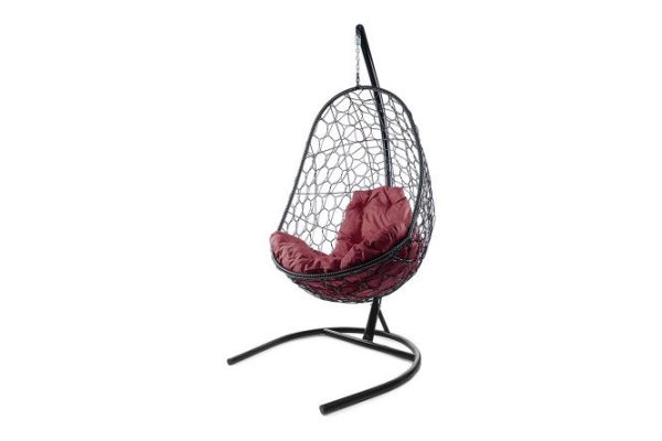 Hanging cocoon chair Oval 83x186x70 cm, base and frame color black, finishing black