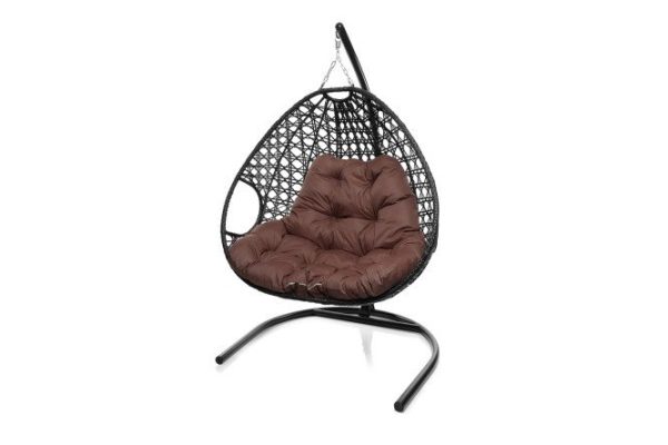 Luxury hanging chair for two 119x186x120 cm, base and frame color black, finish black