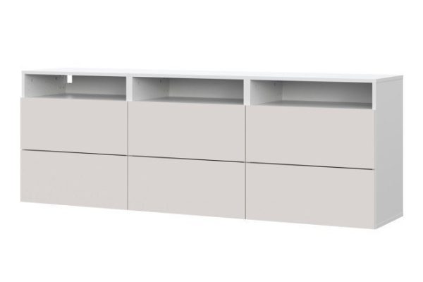 Cabinet Oscar Moon 180x64 with 6 drawers and 3 shelves, white / Santiago soft