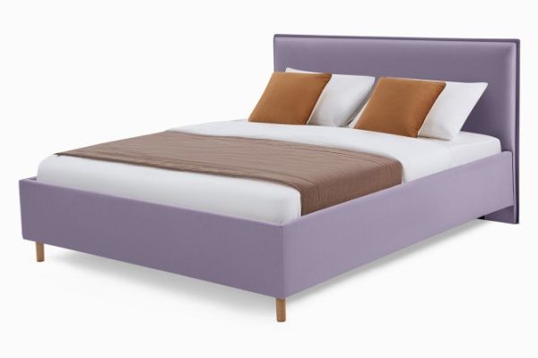 Bed with a lifting mechanism Jess 160x200 cm, gray-lilac, velor