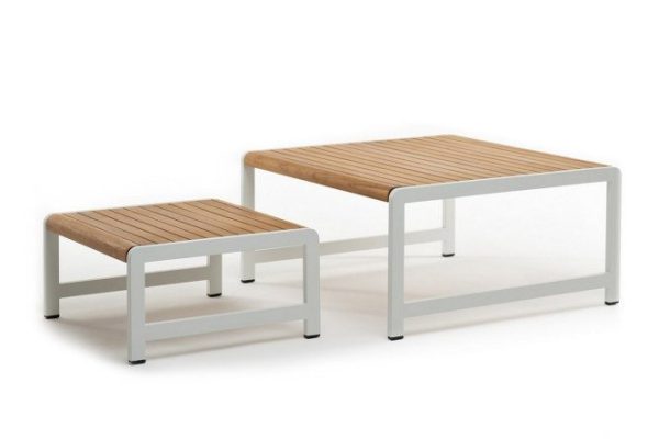 Maya coffee table set, white, light teak