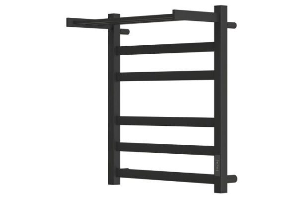 Electric heated towel rail POINT Mercury P5 with shelf, black PN83856PB 53x60x28 cm