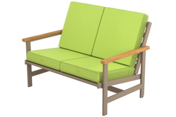 Double sofa Scandi with armrests 120x82.3x71.4 cm, frame color cappuccino, soft elements light green