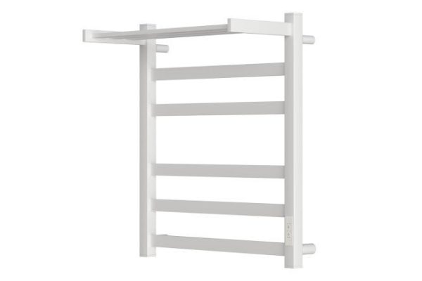Electric heated towel rail POINT Mercury P5 with shelf, white PN83856PW 53x60x28 cm