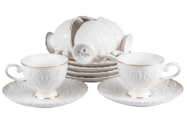 Set of coffee pairs Grace 6 persons, 12 pcs., Porcelain