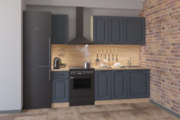 Kitchen set Marengo 180x214x53 cm, frame color kraft gold oak, facade color Marengo