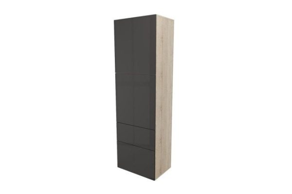 xvuqc65v9ezcncqc5tnduk74zsh38tyo.jpg Wardrobe 2 doors and 2 drawers Oscar Amika 60x192 with closers, Sonoma oak / glossy black graphite