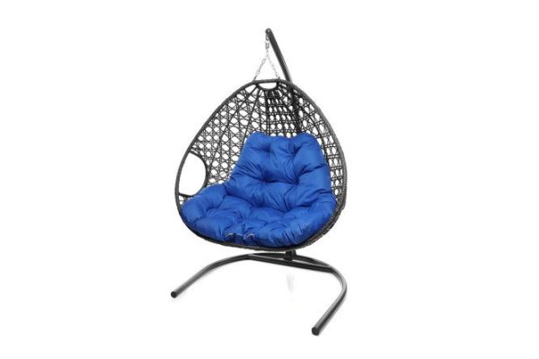 Hanging chair for two Luxury 119x186x120 cm, base and frame color white, finishing white